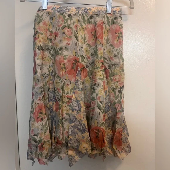 Polo Ralph Lauren Size 2 Georgette Handkerchief Skirt Floral MSRP$348 - Picture 3 of 5
